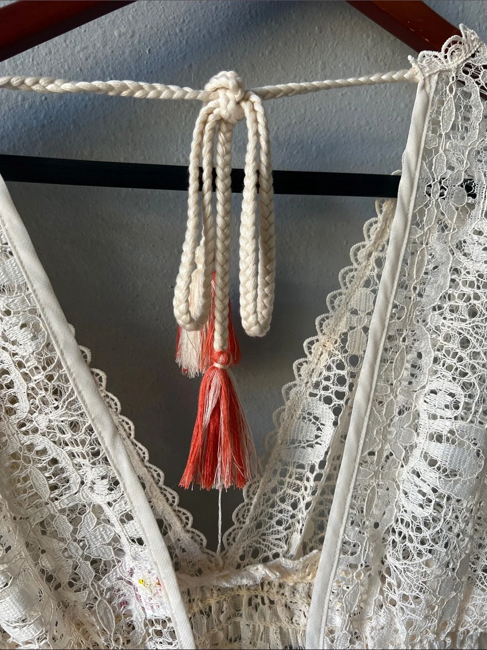Xhilaration Cream Lace V-Neck Swim Cover-Up - Picture 3 of 6